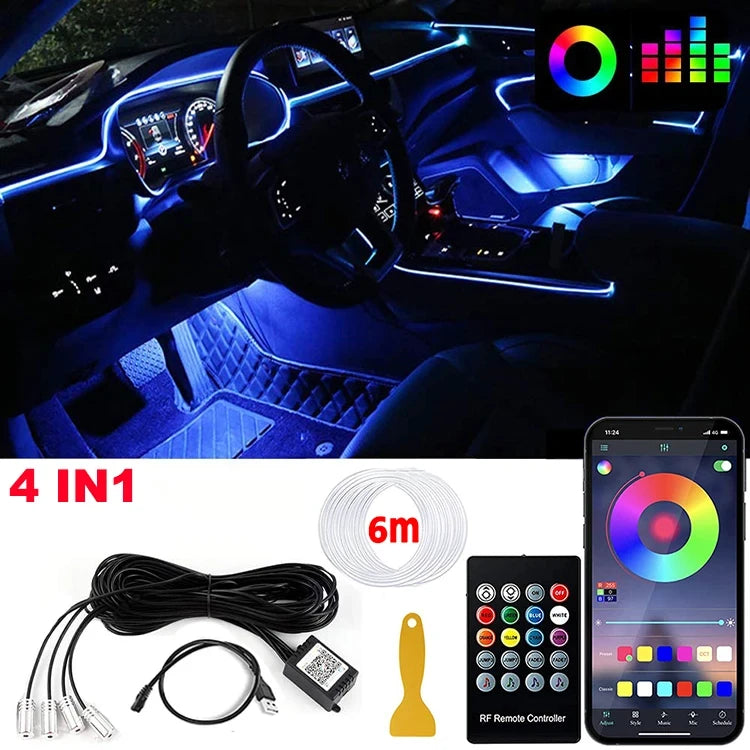 RGB LED Car Ambient Light Strips