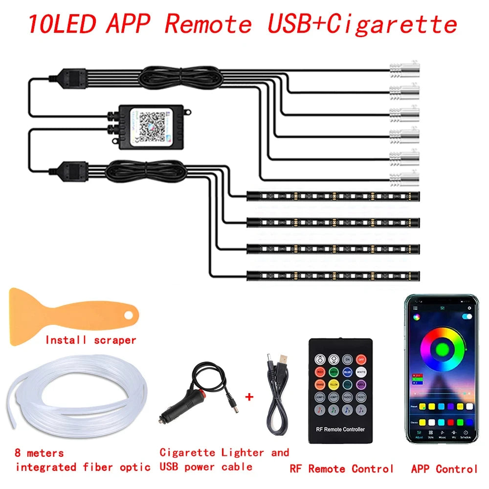 RGB LED Car Ambient Light Strips