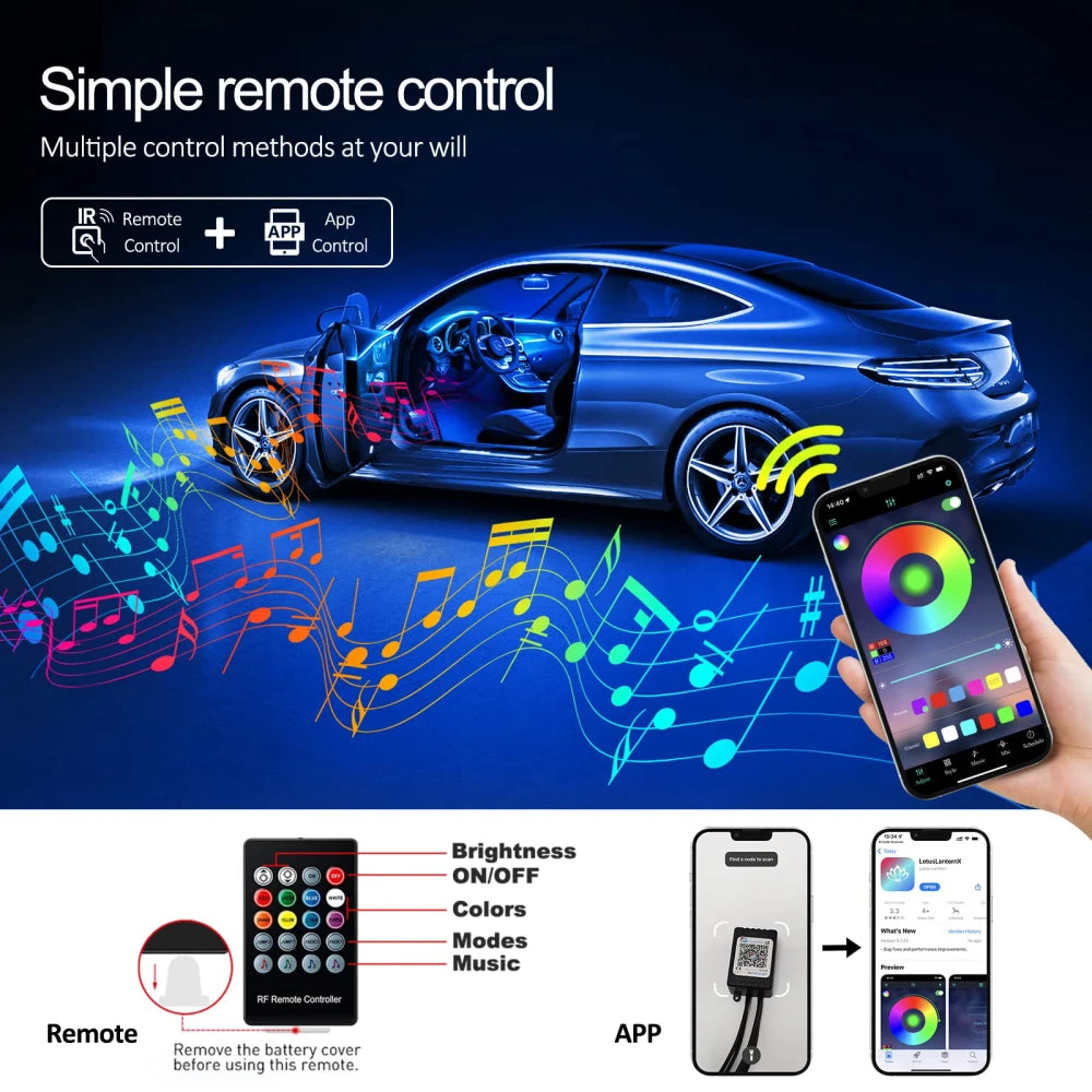 RGB LED Car Ambient Light Strips